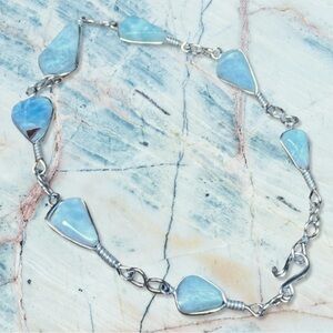 Wire Wrapped Larimar Stone Link Bracelet